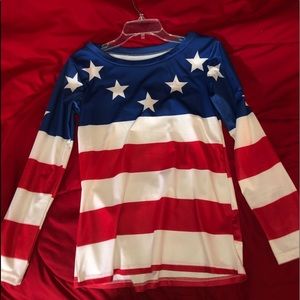 Patriotic off the shoulder tee